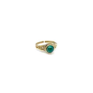 Gold Malachite Ring - Genuine Malachite Stones & Beautiful Gold Band - Deep Green Shades for Healing & Style
