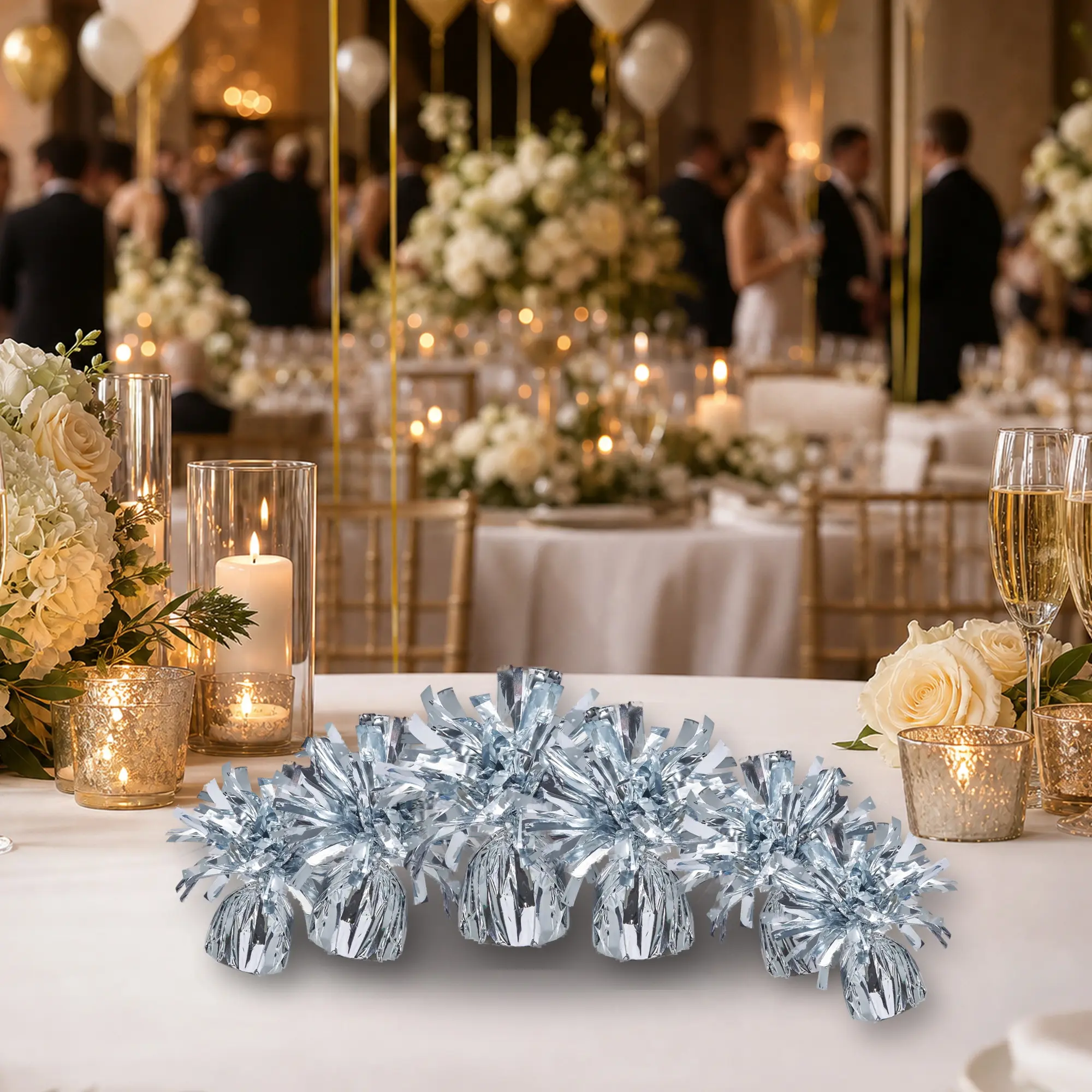Silver Balloon Base Weights for Helium Balloons 6PCS