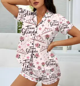 Wicked Pajama Set, Glinda & Elphaba Inspired Sleepwear, Pink Green Bows Long Sleeve Loungewear, Witchy Feminine Pajamas Gift, Halloween Gift