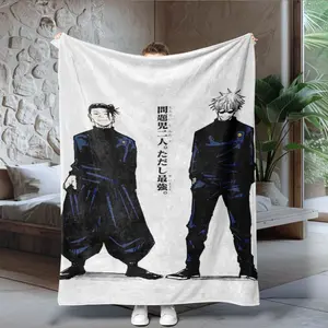 Jujutsu Kaisen Peripheral Blanket, Gojo Satoru Summer Oil Jacket Anime Warm Cover Blanket, Dormitory Sofa Blanket, Soft & Cozy, Soft Fluffy Blanket, Throw Blanket