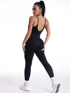 Women's Slim Fit Sports Jumpsuit, Waist Tightening Design, Stylish Cut, Suitable for Indoor & Outdoor Activities, Gym Fashion Wear, Workout Jumpsuit