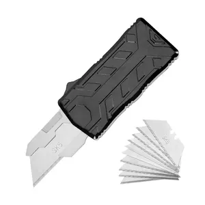 EDC Auto Box Cutters,Pocket Utility Knife, Aviation Aluminum Alloy Handle,Heavy Duty Cardboard Cutter, Paper Box Cutter Knife for Daily ,Mini Knife,With 10pcs SK5 Steel Alloy Spare Blade,Replaceable Blade Pocket Knife With Clip,Use Office Gifts