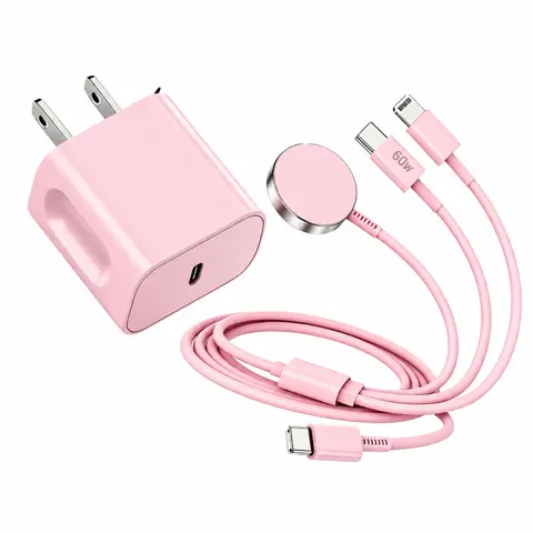 For Apple Watch Charger 6FT, 3 in 1 Magnetic Smart iWatch Fast Charger Cable with 20W Type C Wall Charger Block for Apple Watch Series Ultra/SE/9/8/7/6/5/4/3/2/1 & iPhone15/14/13/12/11
