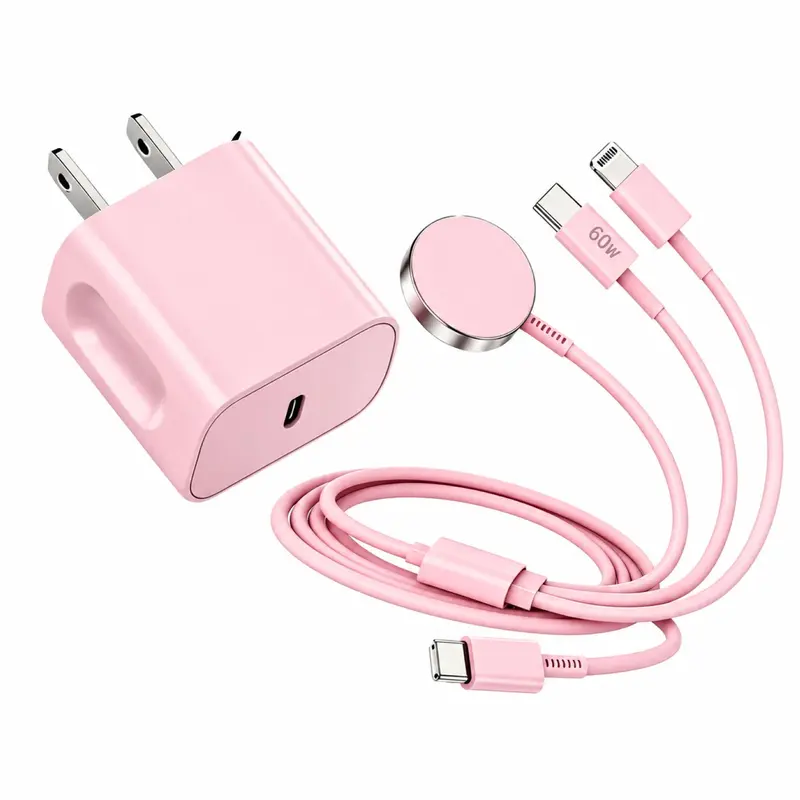 For Apple Watch Charger 6FT, 3 in 1 Magnetic Smart iWatch Fast Charger Cable with 20W Type C Wall Charger Block for Apple Watch Series Ultra/SE/9/8/7/6/5/4/3/2/1 & iPhone15/14/13/12/11