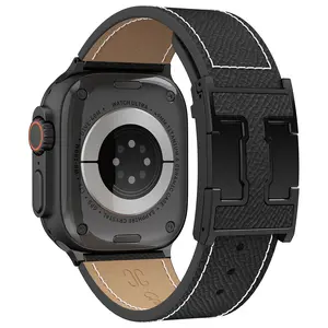 CRAZYGRASS Palmar Crease Textured Leather Band Watch Band for Men | Premium Magnetic Strap for 44mm / 45mm / 46mm / 49mm Square Smartwatch | Business Professional Accessory Elevate Status | Executive Gift for Him[WATCH NOT INCLUDED]