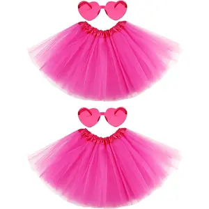 2 PCS Adult Elastic Tulle Tutu Skirts for Women Colored Tutus for Dance Runners Halloween Party
