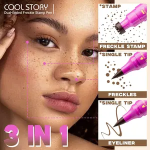 Dual-Ended Freckle Stamp Pen 3in1, Natural Fake Freckle Marker, Waterproof Sweatproof Eyeliner, Long-Lasting Makeup, Cross-Border Cosmetics