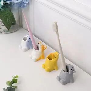 2026 Cute Cartoon Animal Resin Toothbrush Holder - Bathroom Storage Rack, Desktop Organizer, Creative Home Decor