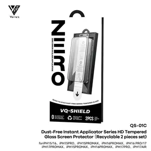 9HD Clear Screen Protector with Auto Alignment Kit (2 Pack) – Dust-Free Tempered Glass for iPhone 15 / 16 / 17 Series – Easy Install VQ-Shield