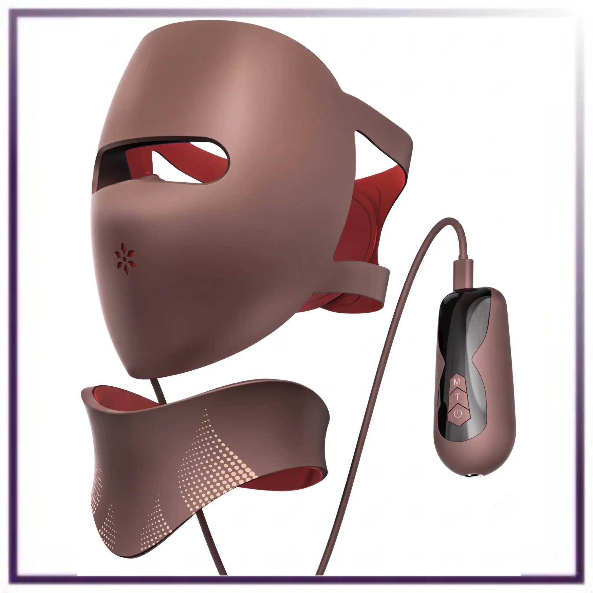 3D Phototherapy Anti-Aging Mask & Thermal Neck Sculpting System. LED Light Therapy Mask for Face and Neck, 4 Color Spectrum Skincare Device with Controller for Skin Firming, Radiance & Smooth Complexion, Cordless Rechargeable Set