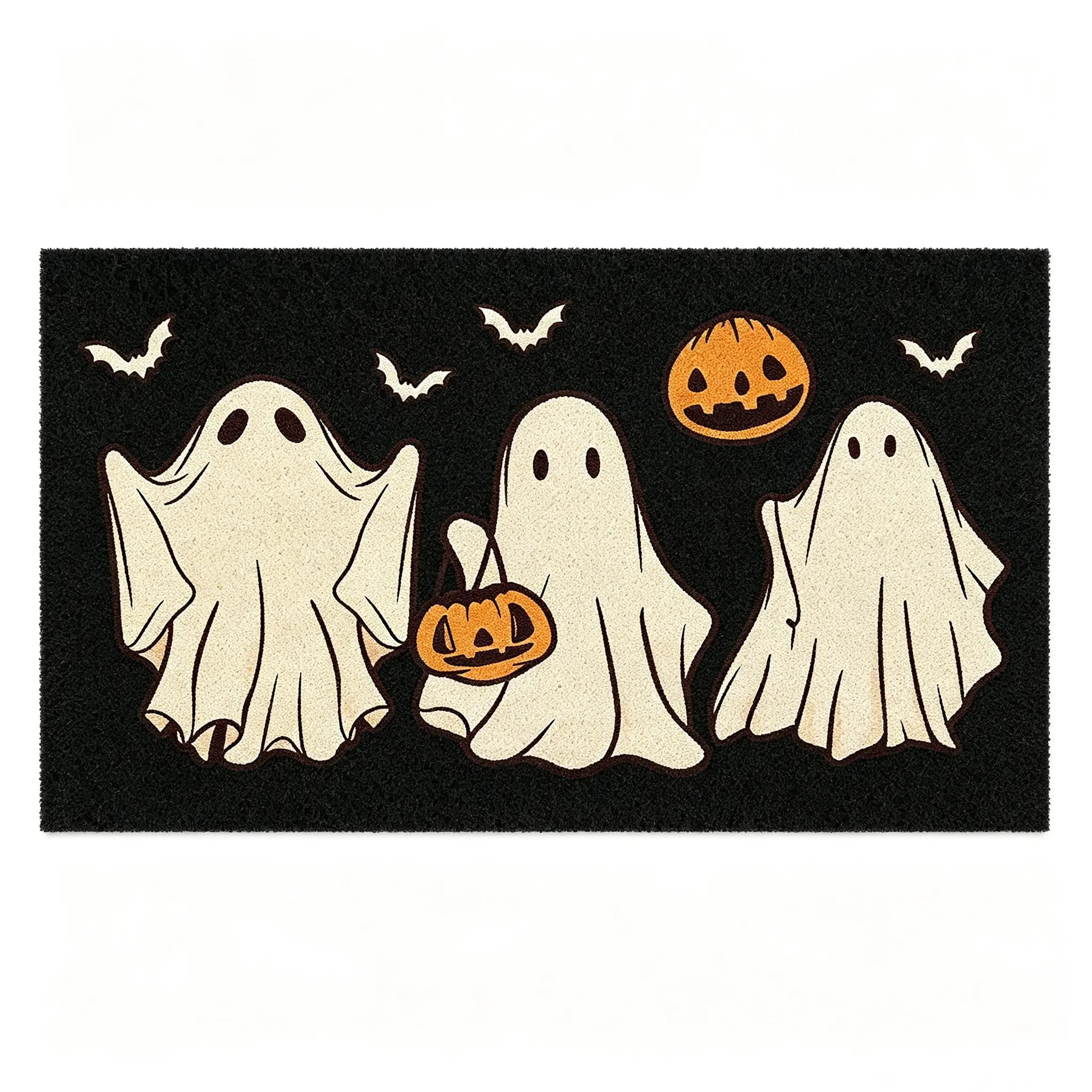 Cute Ghost Pumpkin Halloween Doormat - Non-slip Decorative Welcome Mat for Indoor, Outdoor Use