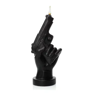Hand with Gun Candle by Gute - Great Gift for Gun Enthusiasts, Veterans, US Army, Military, Police Gifts, Shooter Gifts, Hand Candles, Father's Day 8" H 4" W (Handgun)