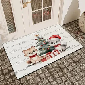 1 Pc Dwarf And Christmas Tree Diatomaceous Earth Anti Slip And Absorbent Door Mat Indoor And Outdoor Door Mat Kitchen Dining Room Bathroom Bedroom Decoration Holiday Home Decoration