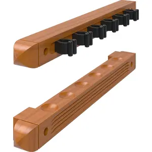 2-Piece Wall Mounted Hardwood Billiard/Pool Cue Rack, Holds 6 Cues