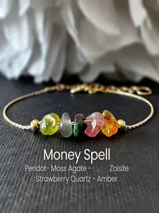 1 pc Moon Energy Bracelet Raw Crystal Moss Agate Crystal For Intuitive Healing Manifestations Perfect Gift For Women, Ins Style Design, Suitable For Daily Wear, Gift For Friends, Family, Couples, Birthday And Holiday