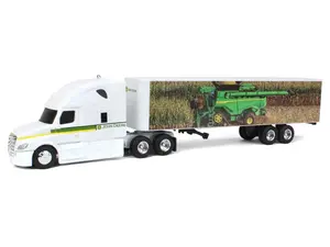 Freightliner Semi w/ John Deere X9 Combine Graphics on Trailer Diecast 1:64 Scale Model - ERTL 45876