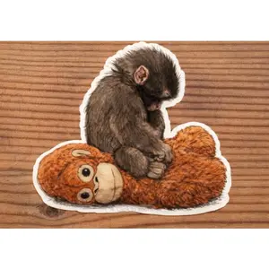 Baby Punch Monkey Sticker, Abandonment Monkey Vinyl Sticker