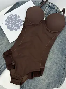 Spring Promotion Women's Deep V Backless Bodycon Jumpsuit, XS-Xxl Sizes, Casual Style, Solid Color, All Seasons Wear