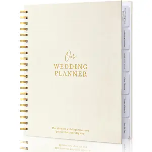 Timeless Premium Linen Wedding Planner Book and Organizer – Wedding Planning Book, Comprehensive Keepsake & Countdown Binder, Perfect Engagement Gift for Women, 11" x 9" (Cream)