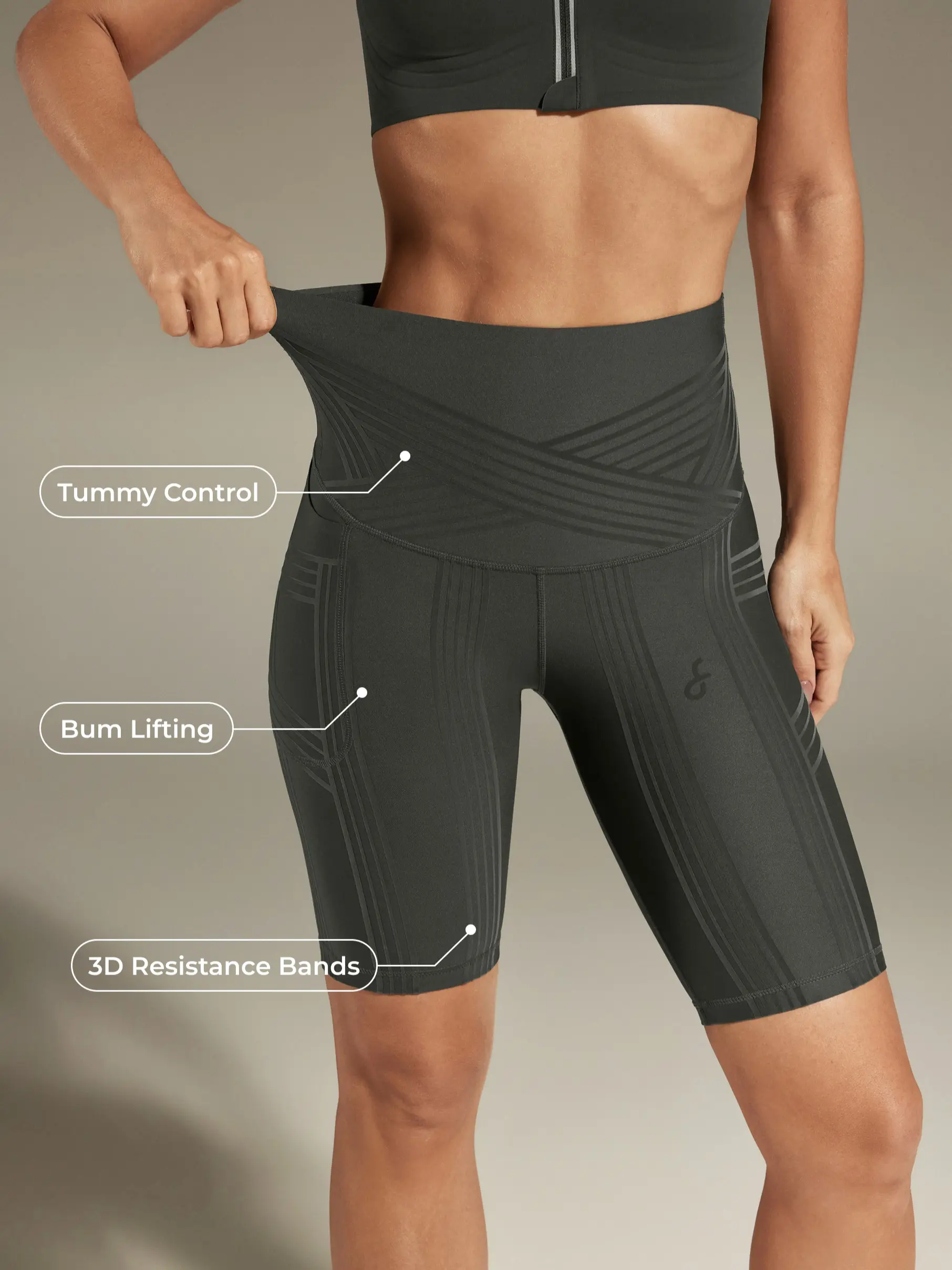 Fanka PowerBand Resistance 9" Sporty Sports Shorts, Biker Shorts for Active Wear,summerwins