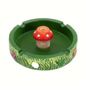 Cute Mushroom - Shaped Ashtray – Handmade Resin Smoking Accessory with Flower Decor, Compact Size (4.13in×0.94in). Ideal for Home/Office Decor, Unique Gift for Smokers & Nature Lovers, Adds Whimsical Vibe to Spaces