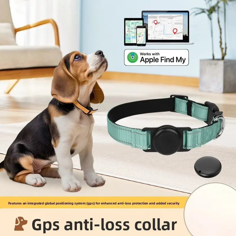 Dog GPS Tracker Collar - Adjustable M/L Sizes, Waterproof, Padded Universal Fit, AirTag Compatible, Real-Time Track Anti-Lost Device, Instant Alerts, All Seasons, iOS & Android Compatible for Backyard Play, Parks (Collars & Harnesses)