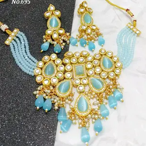 Monalisa stones Aqua kundan set