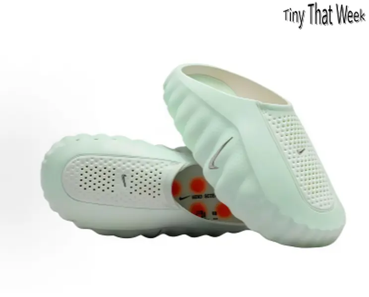 Mint Green Recovery Slides with Orange Massage Nodes – Soft EVA Foam, Ventilated Perforated Upper & Non-Slip Textured Sole, Cozy Post-Workout Footwear for Home & Gym Relaxation