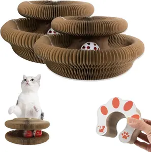 Deformable Magic Cat Scratch Board  Indoor and outdoor interactive play toys for cats and dogs foldable Cat Scratcher with Bell, Durable Cat Scratching Toy Funny cat scratching toys Pet supplies Save money cute cat toy gifts tiktokshopspringglowup