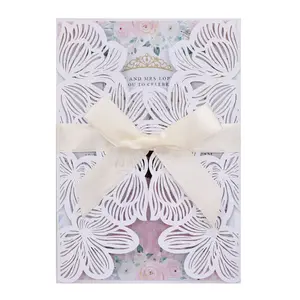 Hollow-out White Rose Invitation, Wedding Invite, Valentine's Day Greeting Card
