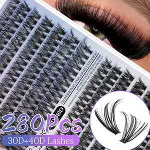 280/300 Cluster False Eyelashes, Mixed Length D Curl, Non-Toxic Formaldehyde-Free, Ultra-Natural Sparkle Finish, Ready-To-Wear