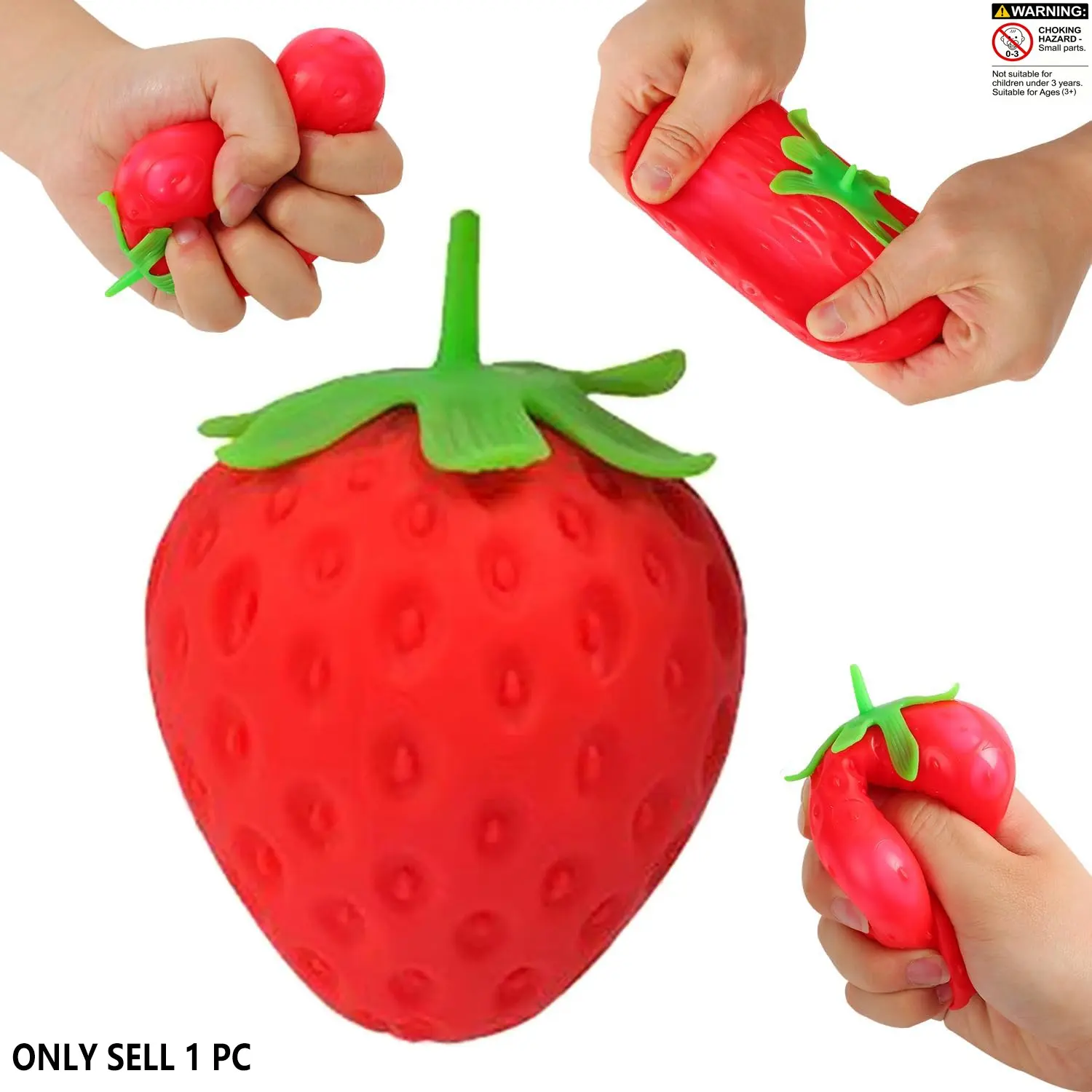 Strawberry Squishy, Squishy Stress Relief, Realistic Strawberry Calming Stress Ball Anxiety Reducing, Relieve Stress and Anxiety, Party Favor Slow Rise Pressure Release Toy, Slow Rising Squishies