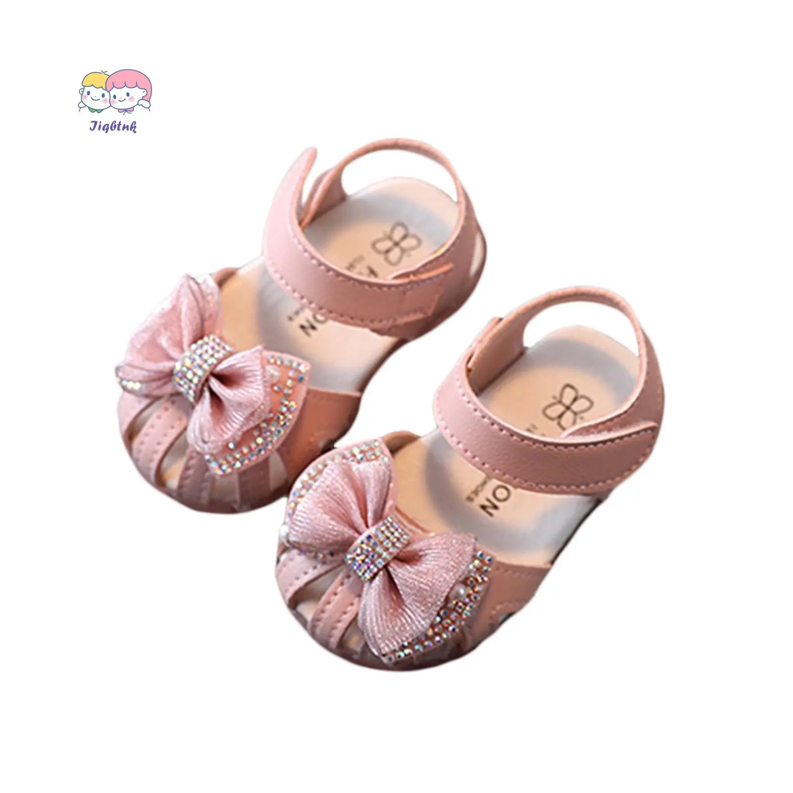 Baby Girls' Soft Soled Shoes with 3D Bow and Rhinestones, Hollow Synthetic Leather Sandals, Non-Slip First Walkers for Toddlers 0-3 Years, Faux Leather, Baby Toddler Girl, 11.5Cm