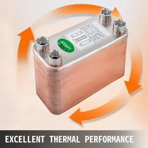 VEVOR Heat Exchanger 3\"x7.5\" 60 Plates Brazed Plate Heat Exchanger 316L 1/2\" BSP FPT Heat Exchanger EATB12 Beer Wort Chiller for Hydronic Heating