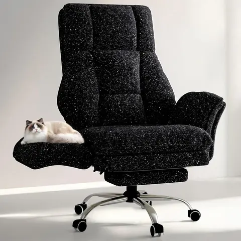 HOMRELEXA Big & Tall Sturdy Adjustable Ergonomic Office Chair - 360° Swivel, Velvet Premium Tech Fabric Wide Seat, 90-180° Arm Flip Armrests, Recline & Relax, SGS-Gas Lift, Footrest, Criss Cross Base for Home Office/Gaming Desks (Furniture)