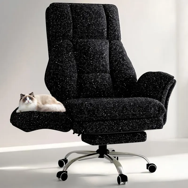 HOMRELEXA Big & Tall Sturdy Adjustable Ergonomic Office Chair - 360° Swivel, Velvet Premium Tech Fabric Wide Seat, 90-180° Arm Flip Armrests, Recline & Relax, SGS-Gas Lift, Footrest, Criss Cross Base for Home Office/Gaming Desks (Furniture)