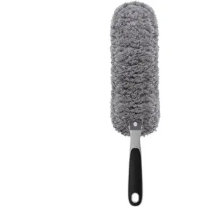 Lint-Free Washable Microfiber Duster for Household Cleaning Soft Dust Catching Tool for Furniture Blinds Fans Gray Lightweight Reusable Non-Slip Handle Efficient Dust Removal Brush Window