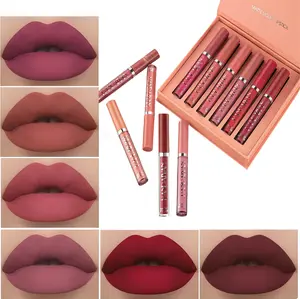 6 Counts Matte Liquid Lipstick Set Lip Stain Makeup, Long Lasting High Pigmented Nude Waterproof Non-Stick Cup Lip Gloss Kit for Girls Women Makeup Gift Set Beauty Multicolor Pearl Cosmetic Glossy