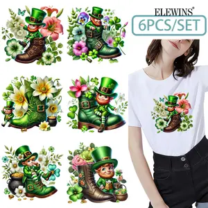 St. Patrick's Day Boot Gold Foil DTF Transfer 6 Pack Heat Transfer Vinyl for Tshirt Hoodie Jeans Backpack Pillow Machine Washable Reusable for Men Women