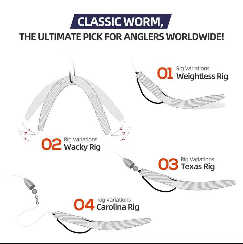 TikTok Viral Senko Worms 3-4-5Inch Soft Plastic Lures Kit - 8pc Multi-Color & Salt-Infused Design for Bass Trout Panfish Slayer and Long Casts  Fishing Fathersdaygift fishing equipment