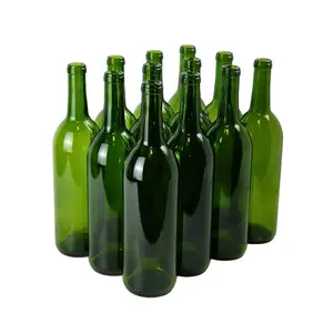 750ml Green Wine Bottles (Pack of 12), W5 Bordeaux Liquor Empty Bottles for Drinks, 12 per Case - NO CORKS INCLUDED