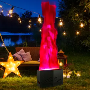 Halloween Decoration Light LED 7-Colors Flame Fire Light Stage Simulated Decor Lamp DJ Party Ornaments Black