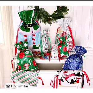 Drawstring Christmas Gift Bags Variety Pack for Easy Gift Wrapping No Wrapping Needed Time Saver Ideal for Busy Occasions