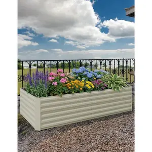 2pcs Galvanized Raised Garden Bed Rust-Resistant Raised Garden Beds for Gardening 24 Inch Tall Metal Planter Box for Flowers Vegetables Outdoor Garden Box - Planters Easy Assembly 6x3 x2 ft Beige