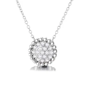 Sterling Silver Studded  Crystal Pendant Necklace