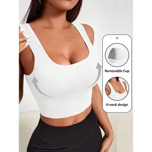 Sport Solid Ribbed Knit Sports Bra