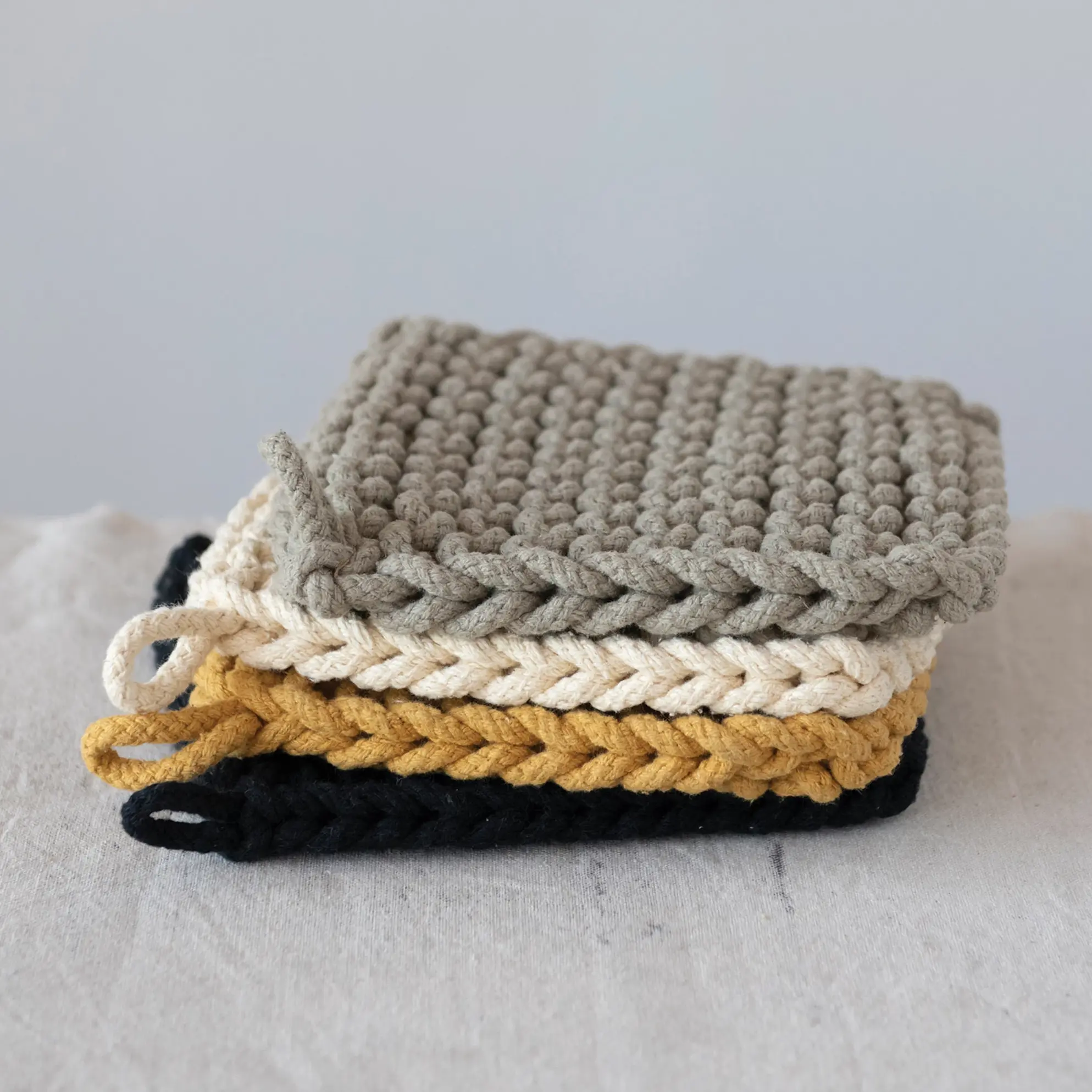 Crocheted Pot Holder - Thick Cotton - 8-in Square - Bumble