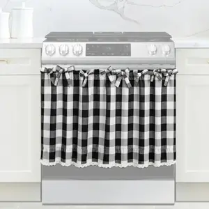 Rustic Kitchen Apron, Handmade Oven Dust Cover, Lace Trimmed, Multiple Straps, Vintage Farmhouse Style, Ideal for Country Homes