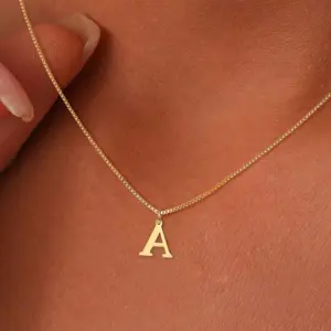 Name Initial Necklace For Women Stainless Steel Jewelry Simple A-Z Alphabet Pendants Choker