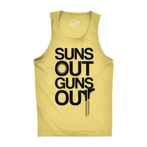 Mens Suns Out Guns Out Tank Funny Workout Tanks Hilarious Gym Shirt Funny Workout Shirt for Men with Plus Sizes Funny Fitness Sleeveless Tee Novelty Tank Tops for Guys